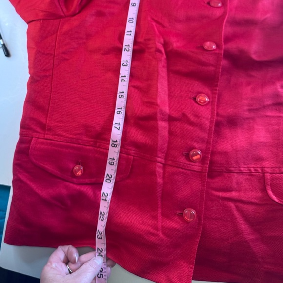 Emma James by Liz Claiborne Red Linen-Blend Button Front Jacket – Size 16 - Picture 10 of 13
